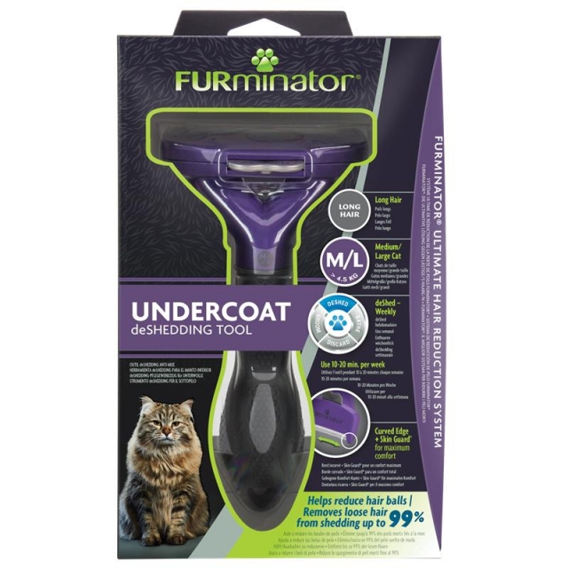 Furminator Katzen-Fellpflegewerkzeug M/L für die Unterwolle großer, langhaariger Katzen