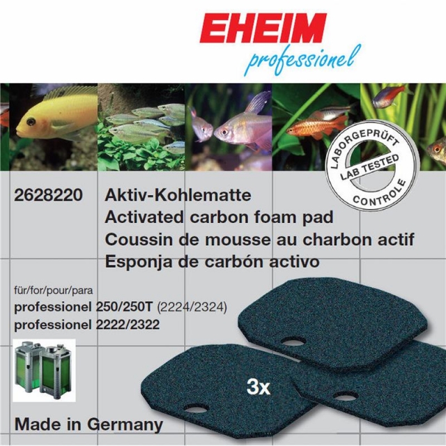 EHEIM Aktivkohlematte für Filter 2222/2224, 2322/2324 und professionel 250 und 250T 3Stück