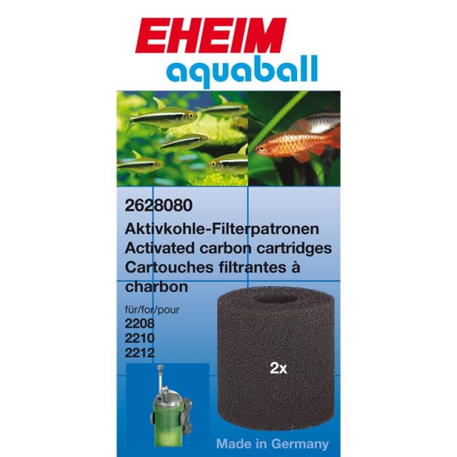 EHEIM Aktivkohlepatrone für Innenfilter 2208-2212, aquaball 60-180 & biopower 160 2 Stück