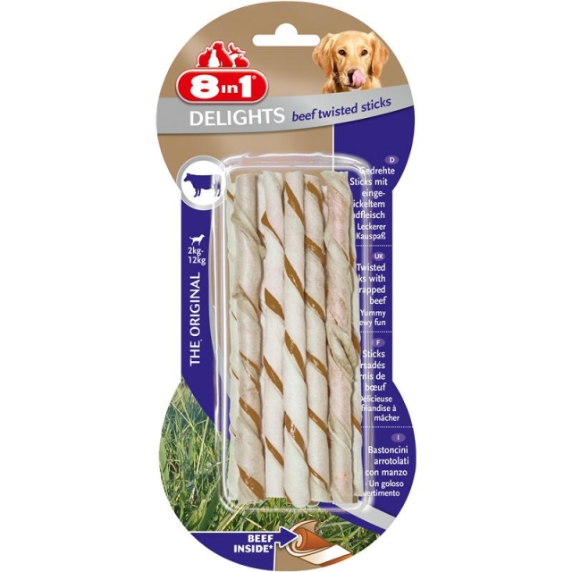 8in1 Delights Twisted Sticks Beef 10 Stück