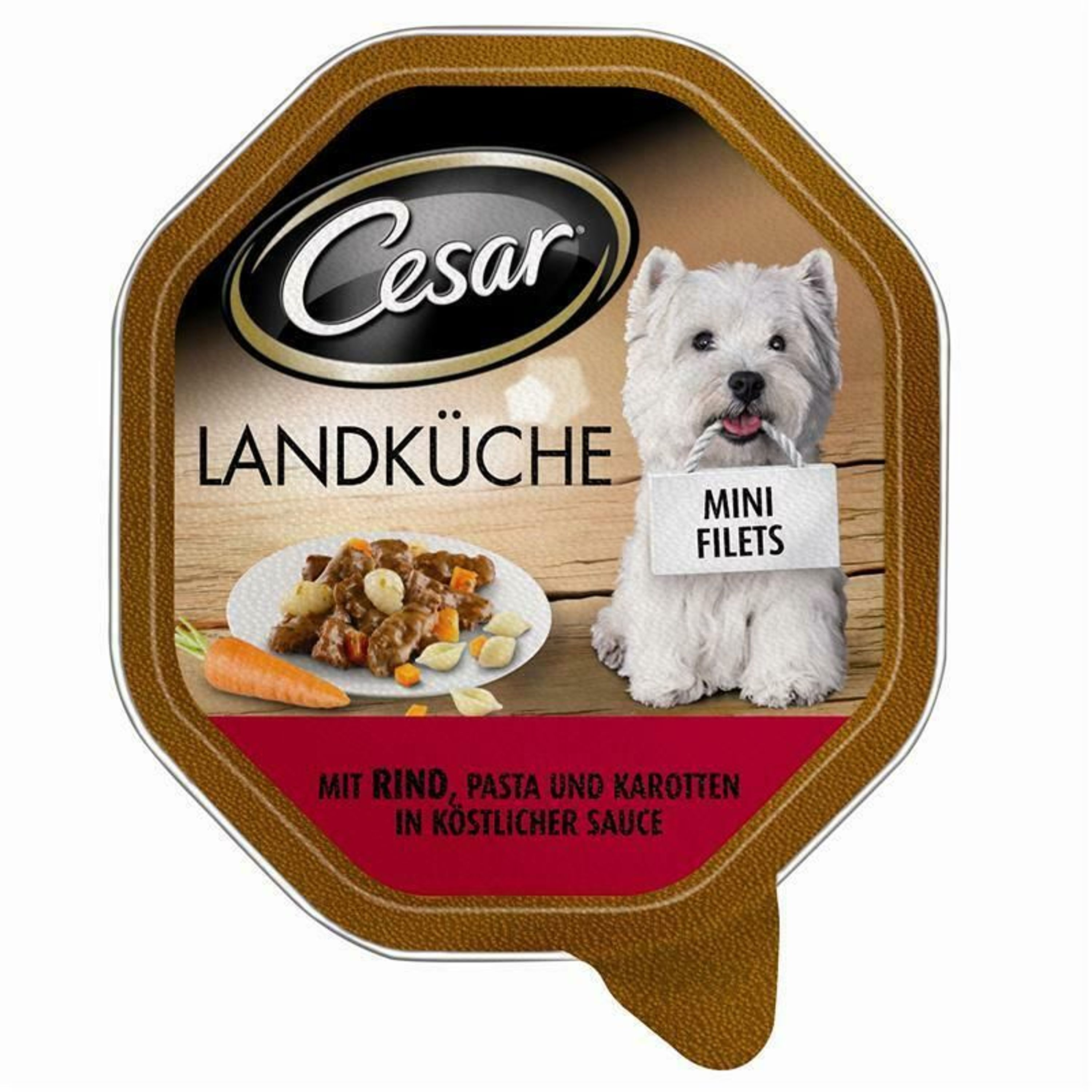 Cesar Schale Landküche mit Rind, Pasta & Karotten in köstlicher Sauce 150g