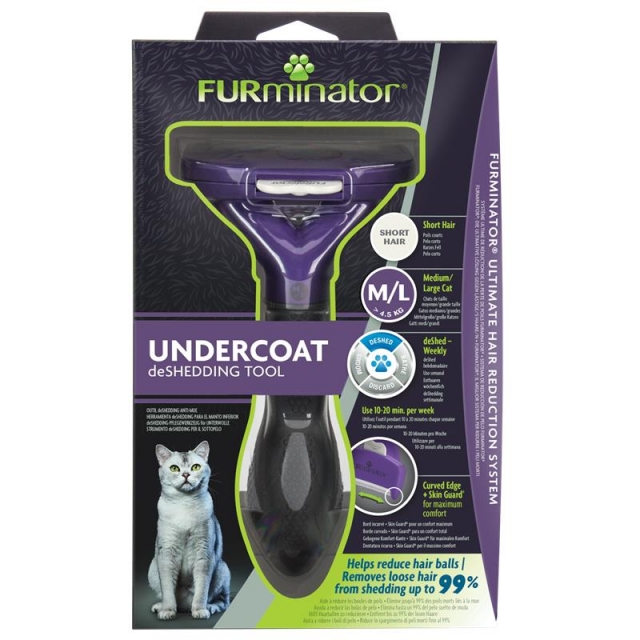 Furminator Katzen-Fellpflegewerkzeug M/L für die Unterwolle großer, kurzhaariger Katzen