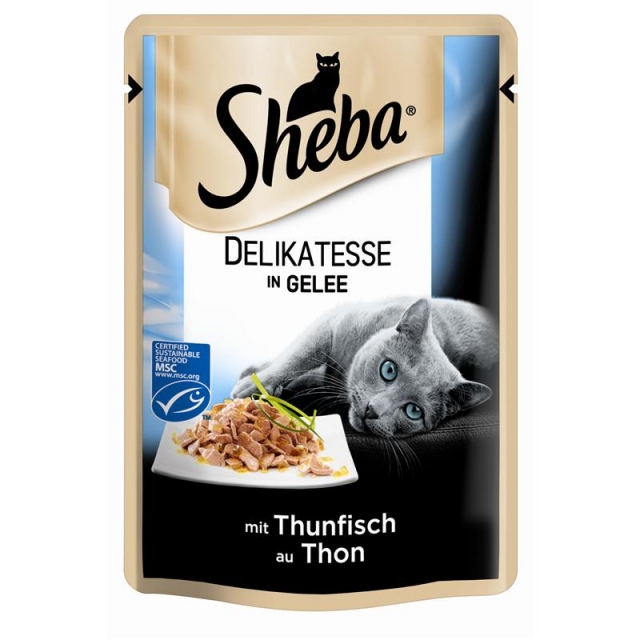 Sheba Portionsbeutel Delicato mit Thunfisch in Gelee 85g